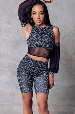 Leggings & Bikers*CXIX 119 Biker Shorts - Black With Print