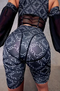 Leggings & Bikers*CXIX 119 Biker Shorts - Black With Print