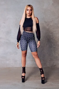 Leggings & Bikers*CXIX 119 Biker Shorts - Black With Print