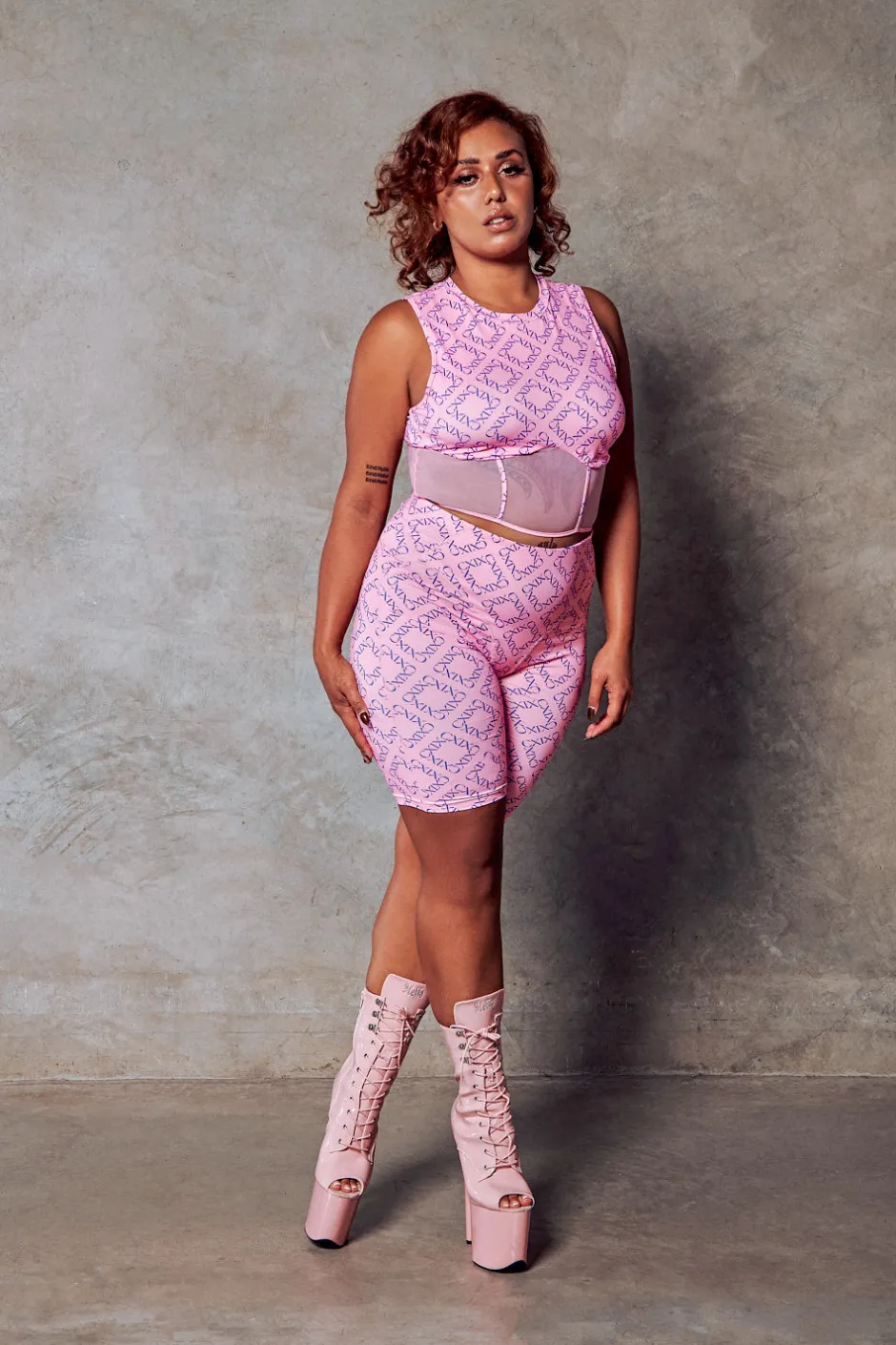 Leggings & Bikers*CXIX 119 Biker Shorts - Pink With Print