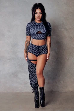 Leggings & Bikers*CXIX 119 Chaps - Black With Print