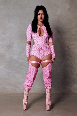 Leggings & Bikers*CXIX 119 Chaps - Pink With Print
