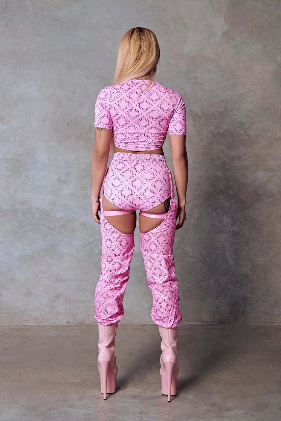 Leggings & Bikers*CXIX 119 Chaps - Pink With Print