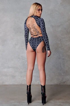 Body & Jumpsuits*CXIX 119 Plunge Bodysuit - Black With Print