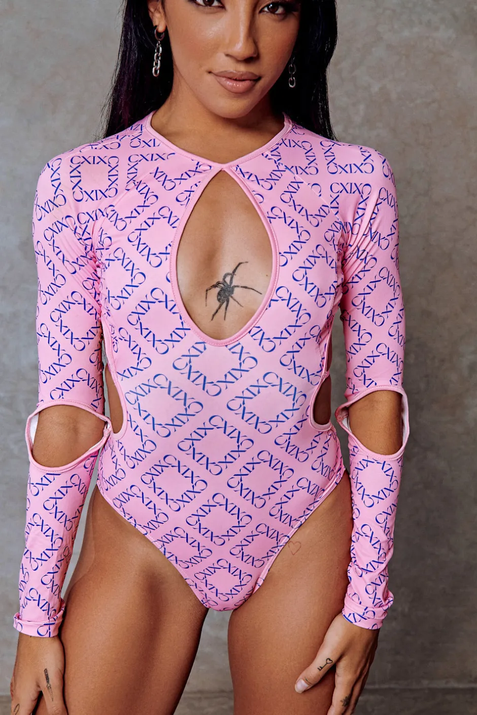 Body & Jumpsuits*CXIX 119 Plunge Bodysuit - Pink With Print