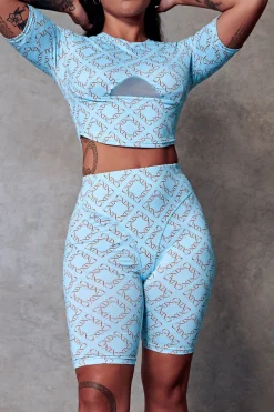 Tees & Tops*CXIX 119 Statement Crop Tee - Blue With Print