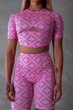 Tees & Tops*CXIX 119 Statement Crop Tee - Pink With Print
