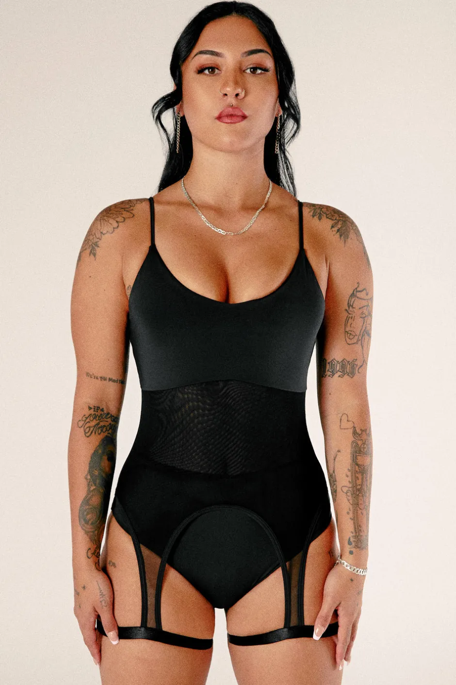Body & Jumpsuits*CXIX Baddies Garter Bodysuit - Black