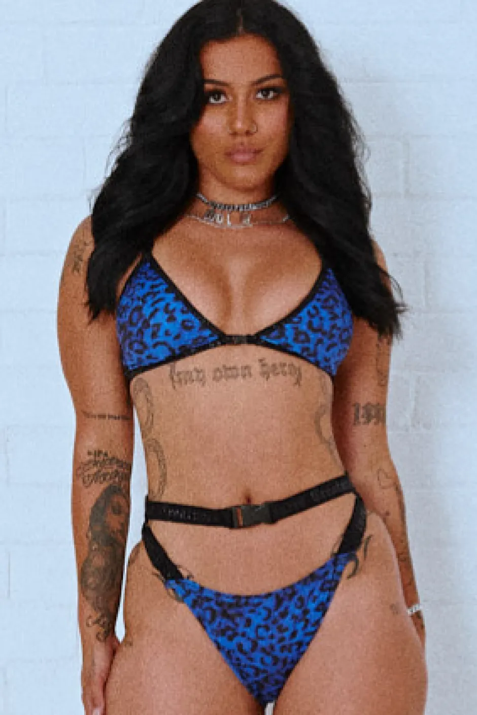 Tees & Tops*CXIX Buckle Up Triangle Top - Electric Leopard