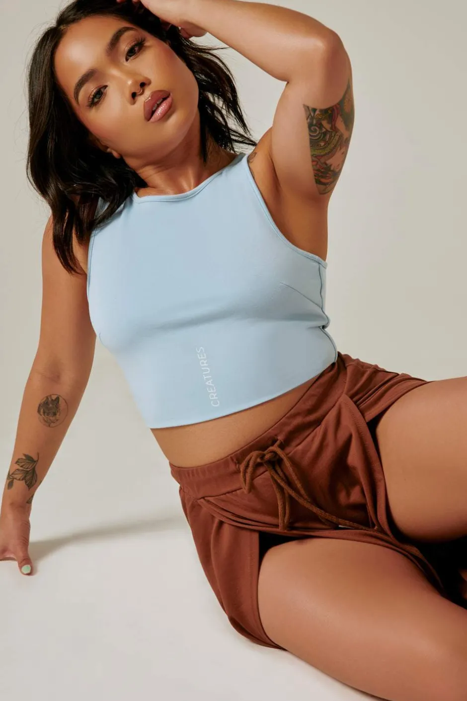 Tees & Tops*CXIX Creatures Crop Top - Powder Blue