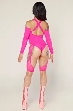 Body & Jumpsuits*CXIX Dollhaus Mesh Bodysuit - Barbie Pink