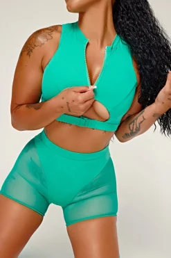 Tees & Tops*CXIX Dollhaus Sports Bra - Aqua