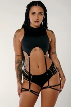Tees & Tops*CXIX Dopamine Garter Top - Black