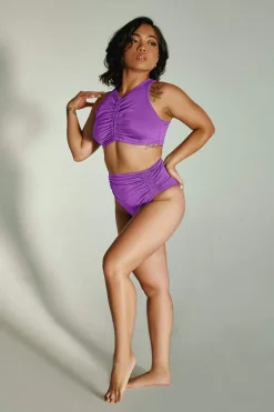 Tees & Tops*CXIX Eco Classix Ruched Crop - Purple