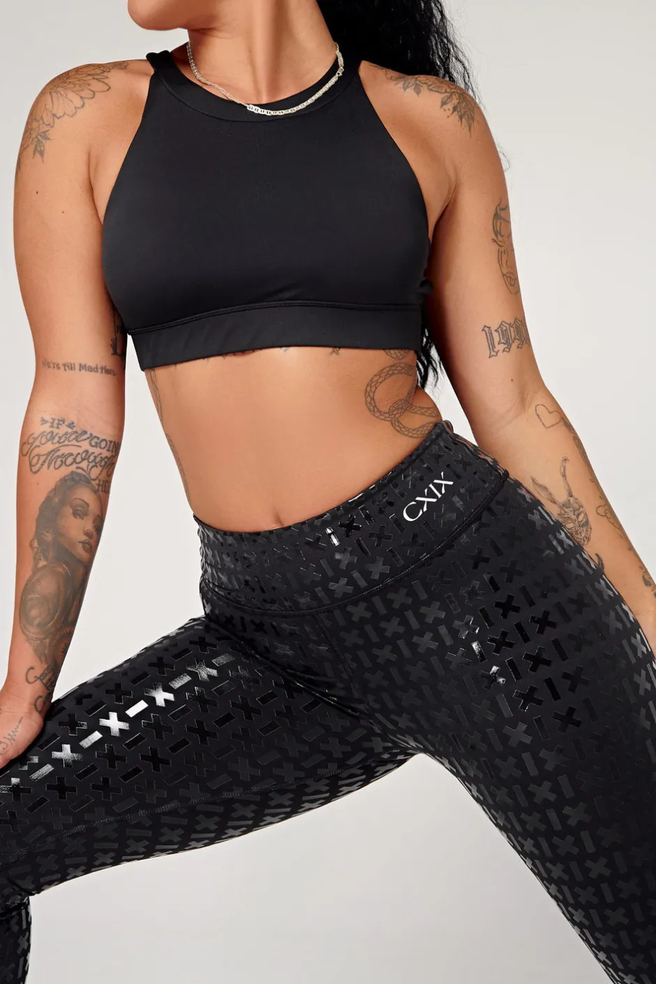 Leggings & Bikers*CXIX Gecko Grip™ Leggings: Black Waistband Grip
