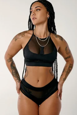 High Waisted Bottoms*CXIX Goddess High Waisted Bottoms - Black With Black Mesh