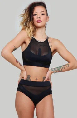 High Waisted Bottoms*CXIX Goddess High Waisted Bottoms - Black With Black Mesh