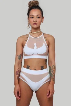 High Waisted Bottoms*CXIX Goddess High Waisted Bottoms - White With Sand Mesh
