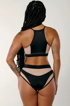 High Waisted Bottoms*CXIX Goddess High Waisted Bottoms - Black With Sand Mesh