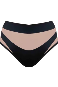 High Waisted Bottoms*CXIX Goddess High Waisted Bottoms - Black With Sand Mesh