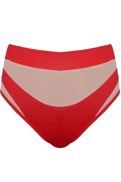 High Waisted Bottoms*CXIX Goddess High Waisted Bottoms - Red With Sand Mesh