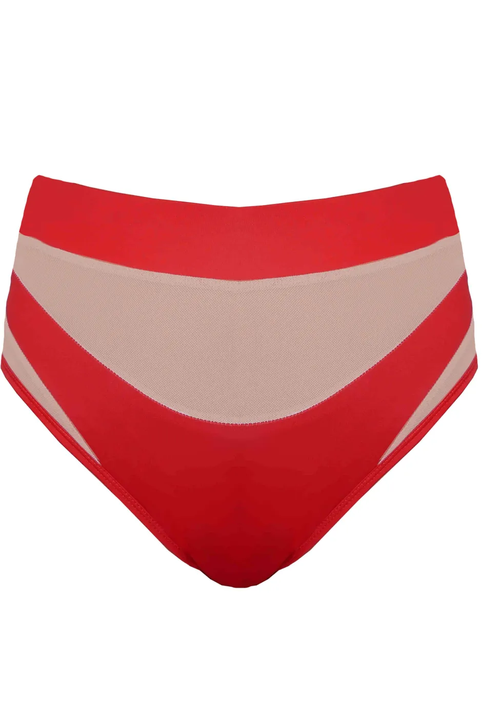 High Waisted Bottoms*CXIX Goddess High Waisted Bottoms - Red With Sand Mesh