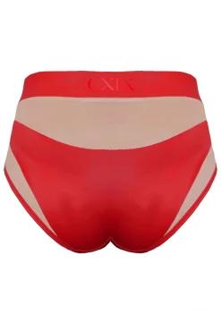 High Waisted Bottoms*CXIX Goddess High Waisted Bottoms - Red With Sand Mesh