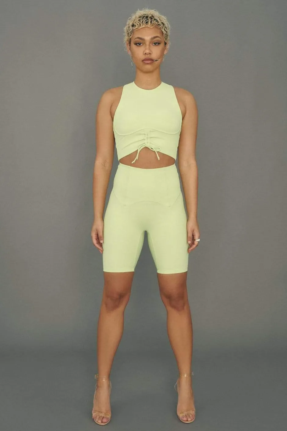 Leggings & Bikers*CXIX Move It Ribbed Corset Biker Shorts - Appletini