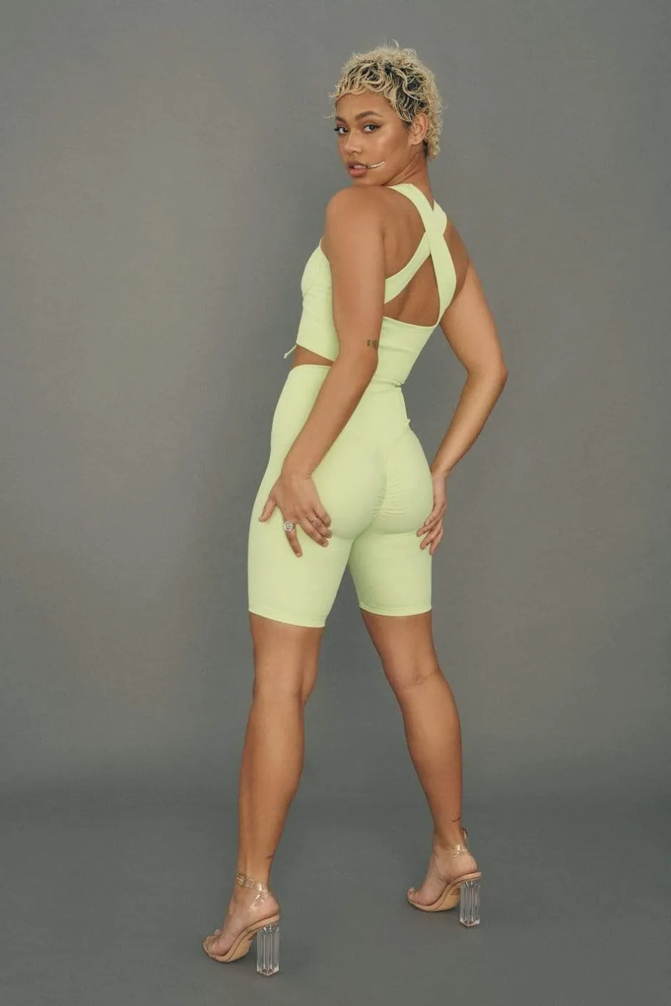 Leggings & Bikers*CXIX Move It Ribbed Corset Biker Shorts - Appletini