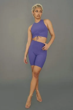 Leggings & Bikers*CXIX Move It Ribbed Corset Biker Shorts - Violet Dusk