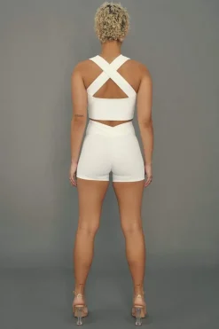 Tees & Tops*CXIX Move It Ribbed Corset Crop - White
