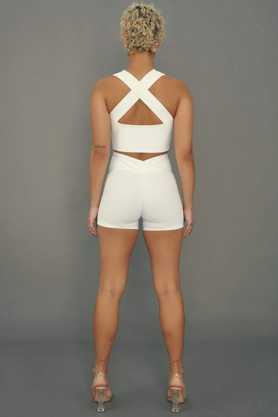 Tees & Tops*CXIX Move It Ribbed Corset Crop - White