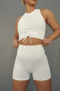 Tees & Tops*CXIX Move It Ribbed Corset Crop - White