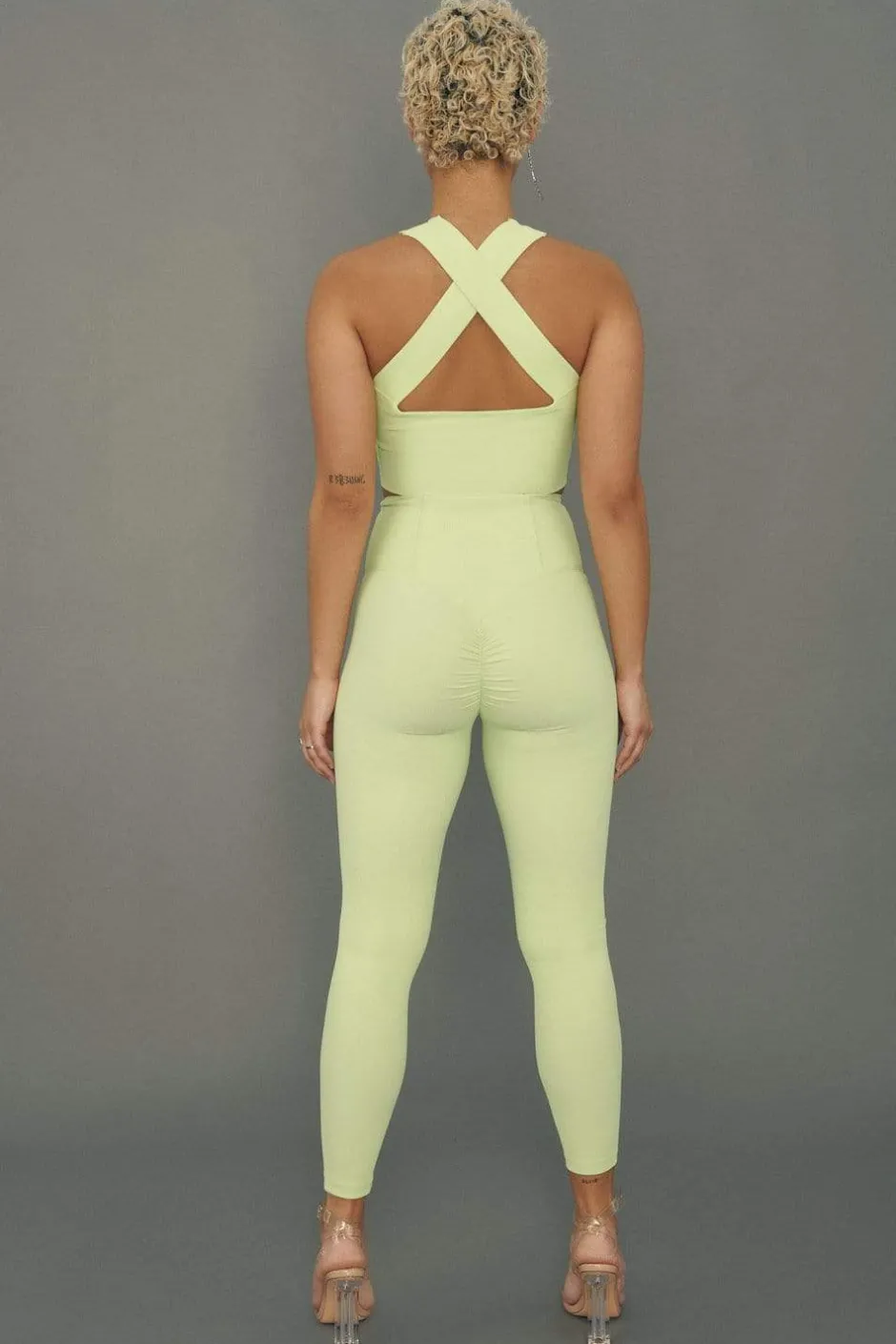 Tees & Tops*CXIX Move It Ribbed Corset Crop - Appletini