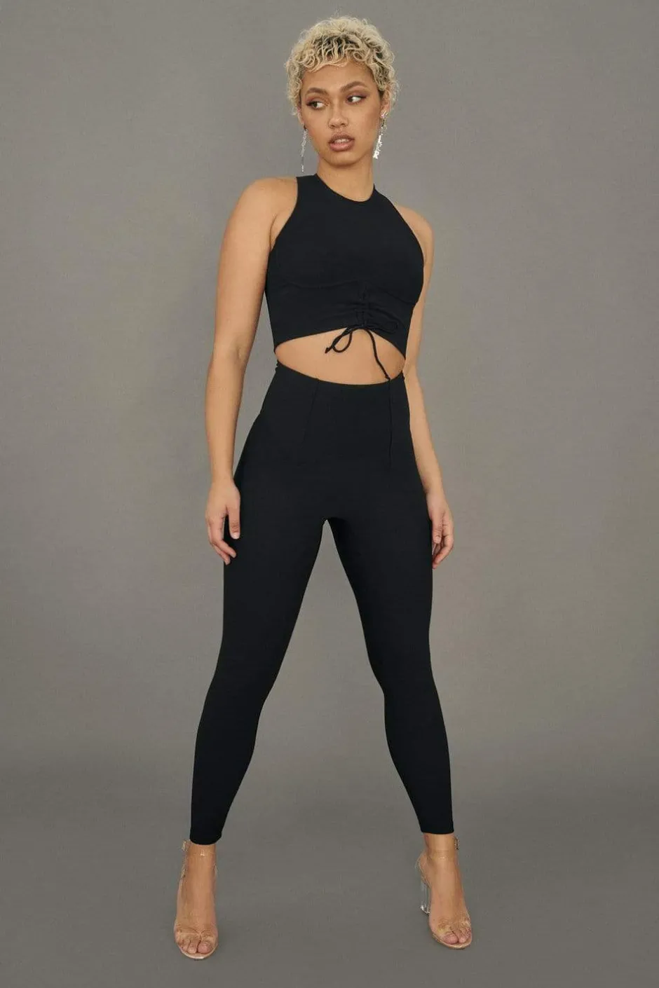 Tees & Tops*CXIX Move It Ribbed Corset Crop - Black