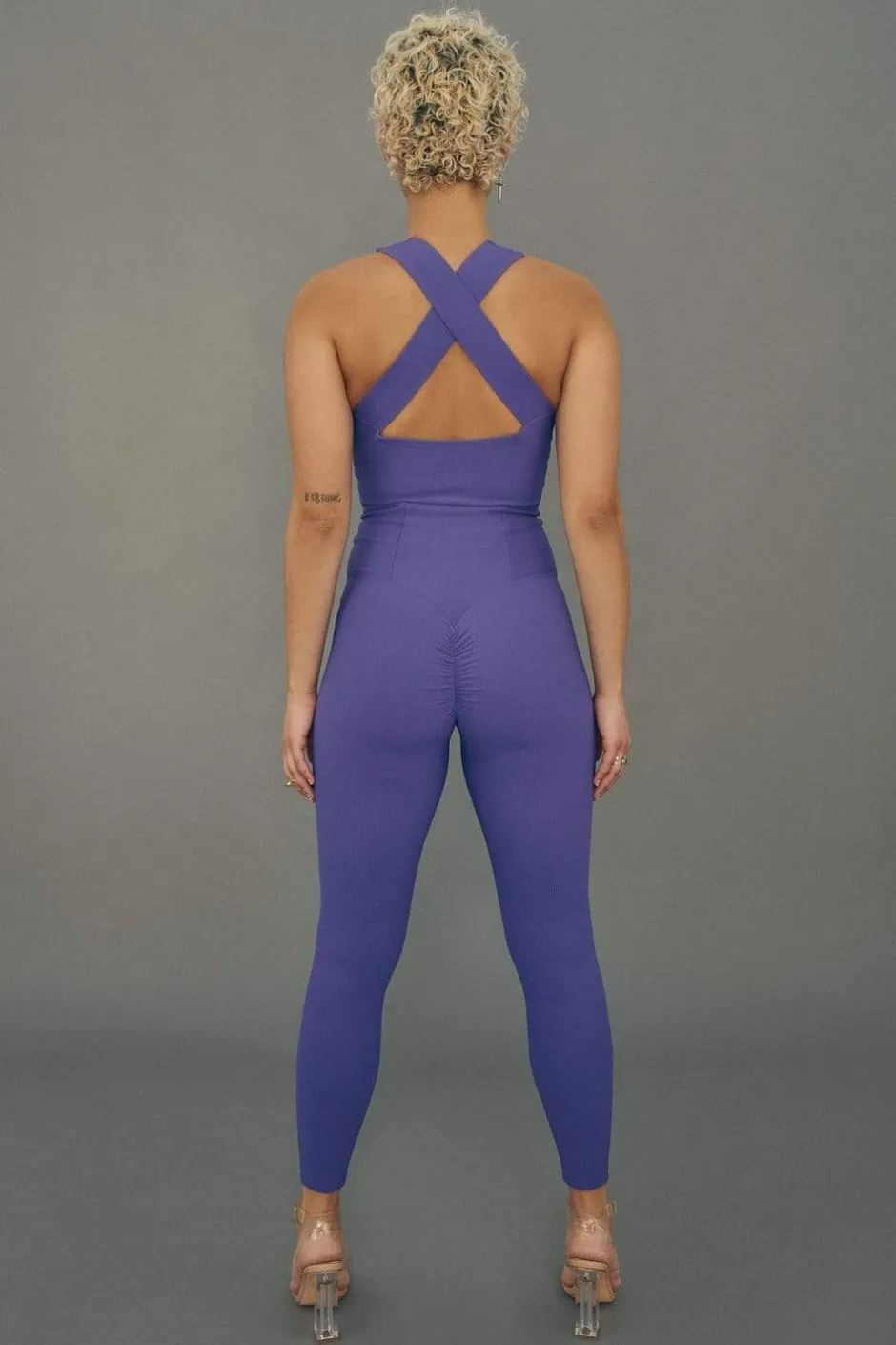 Leggings & Bikers*CXIX Move It Ribbed Corset Leggings - Violet Dusk