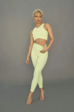 Leggings & Bikers*CXIX Move It Ribbed Corset Leggings - Appletini