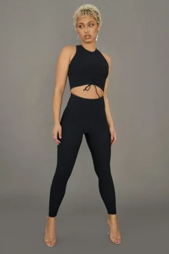 Leggings & Bikers*CXIX Move It Ribbed Corset Leggings - Black