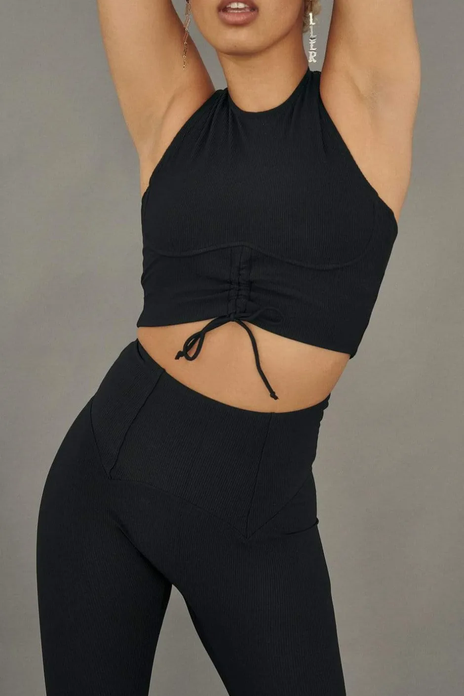 Leggings & Bikers*CXIX Move It Ribbed Corset Leggings - Black