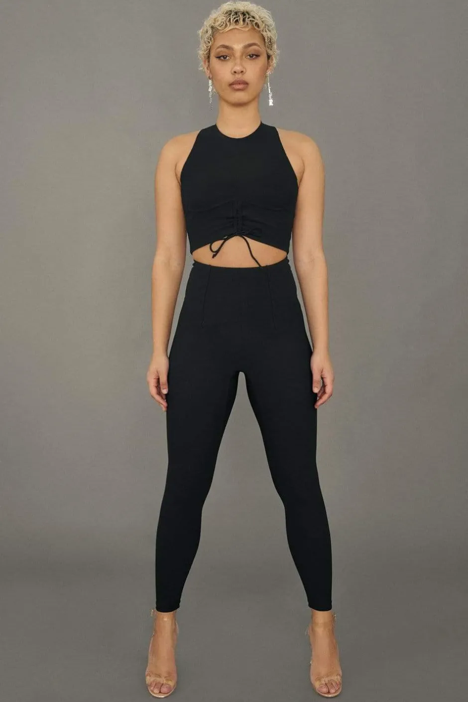 Leggings & Bikers*CXIX Move It Ribbed Corset Leggings - Black