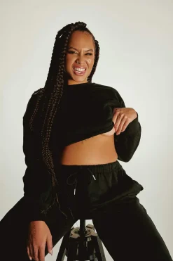Tees & Tops*CXIX Oversized Cropped Jumper - Black