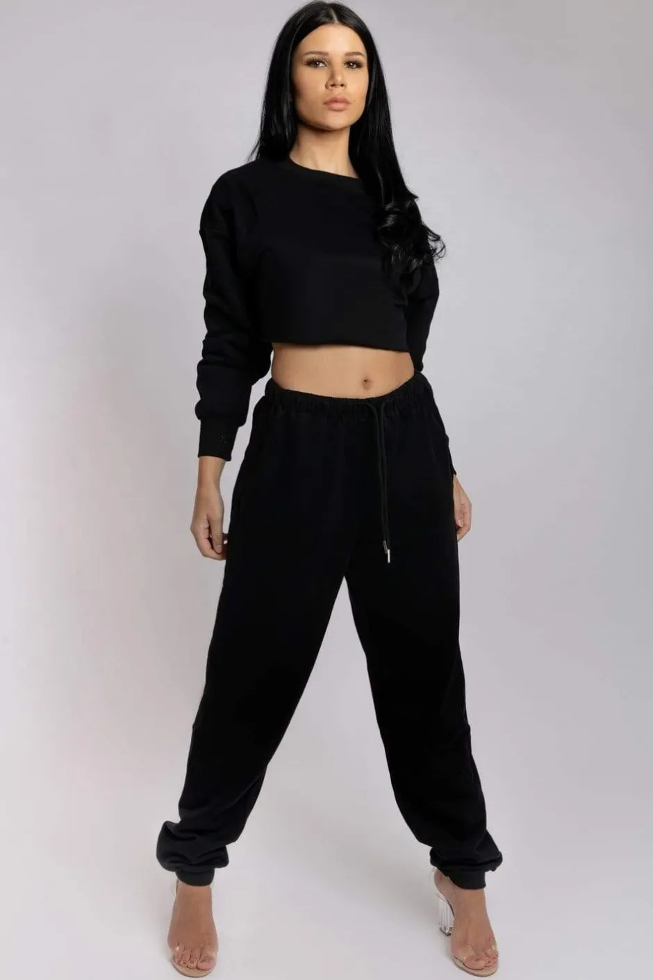 Joggers & Jumpers*CXIX Oversized Cropped Jumper - Black
