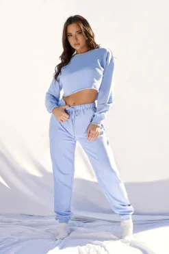 Joggers & Jumpers*CXIX Oversized Cropped Jumper - Powder Blue