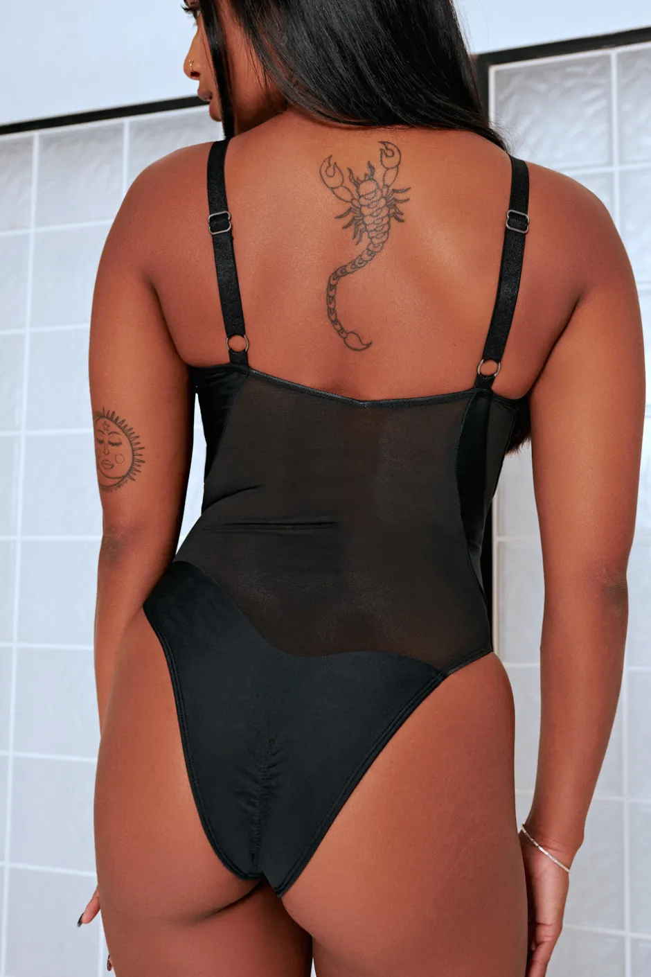 Body & Jumpsuits*CXIX Silhouette One-Piece Body Suit - Black With Black