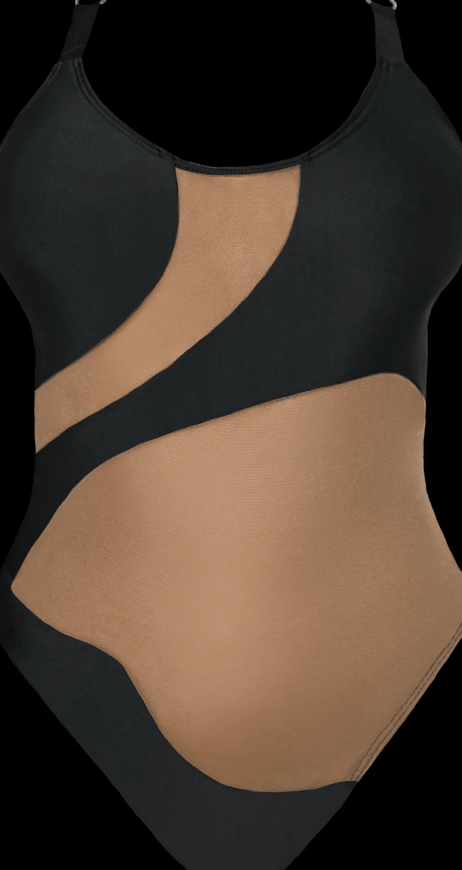 Body & Jumpsuits*CXIX Silhouette One-Piece Body Suit - Black With Cream Mesh