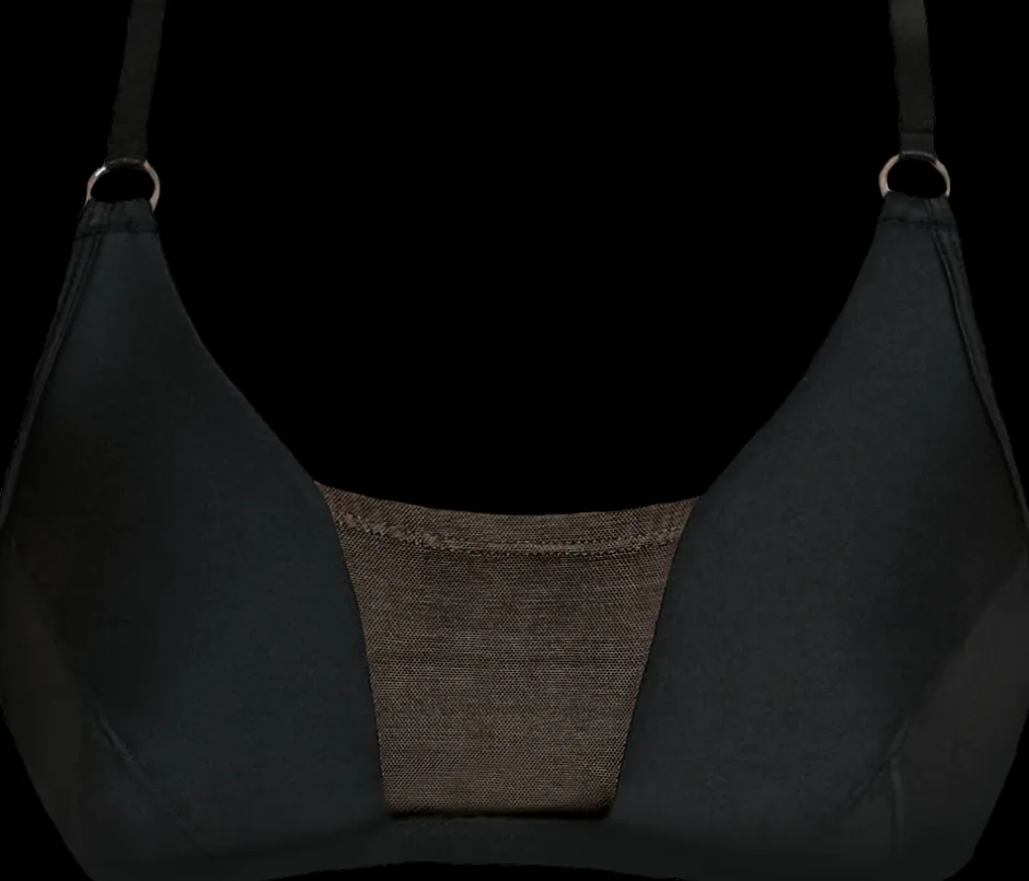 Tees & Tops*CXIX Silhouette Plunge Bralette - Black With Black Mesh