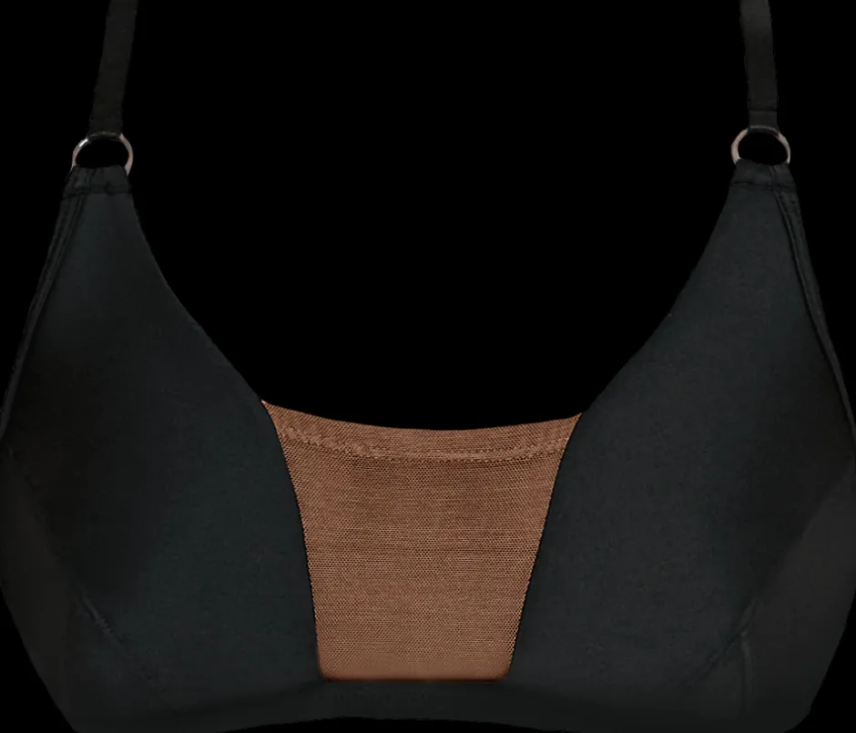 Tees & Tops*CXIX Silhouette Plunge Bralette - Black With Cocoa Mesh