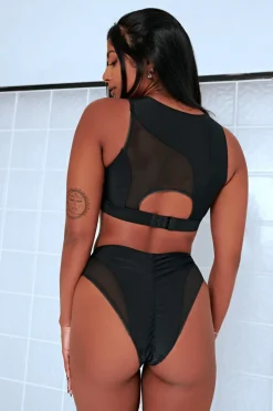 Tees & Tops*CXIX Silhouette Sports Bra - Black With Black Mesh