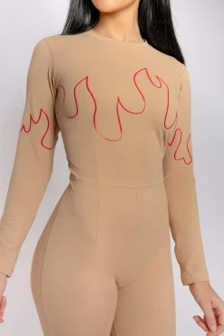 Body & Jumpsuits*CXIX Stay Fire Jumpsuit - Sand & Red