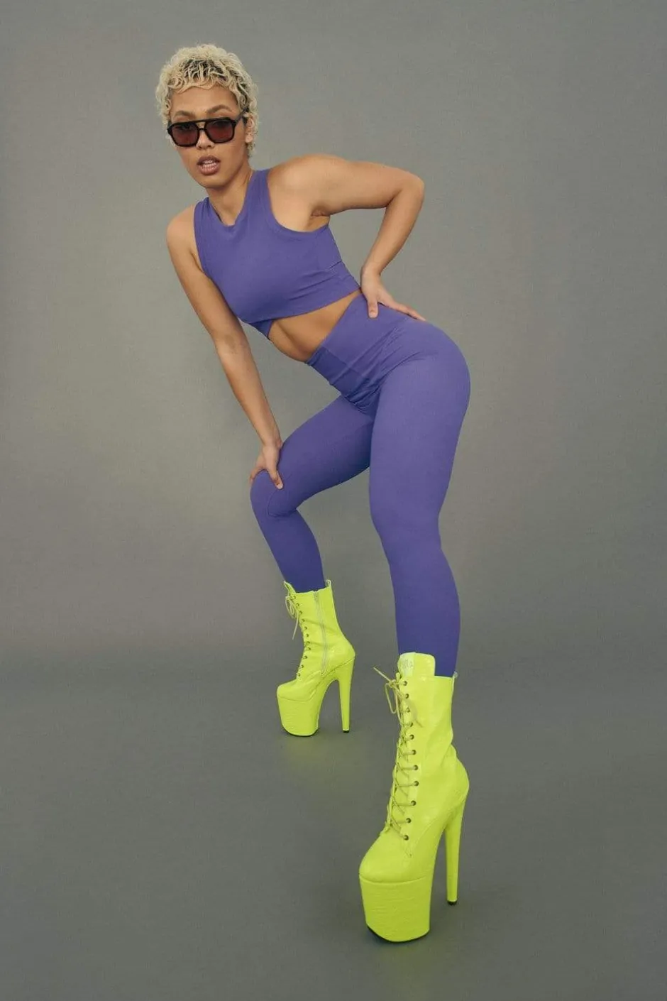 Tees & Tops*CXIX Stretch It Out Ribbed Crop - Violet Dusk